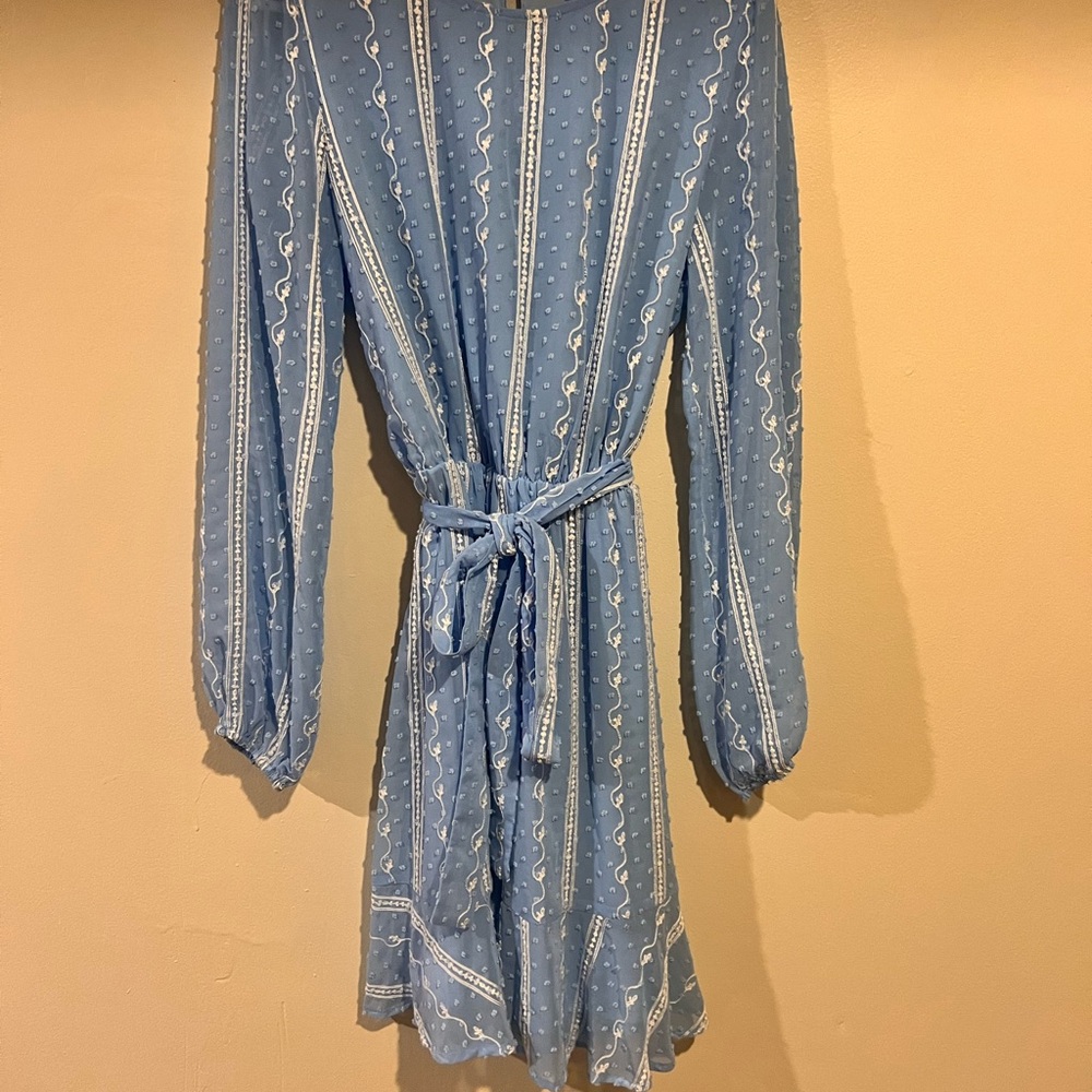 Chic Long Sleeve Blue Dress